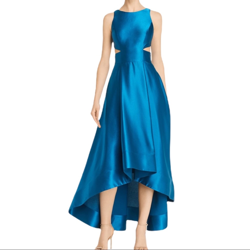 Aidan Mattox Satin High Low Cutout Gown. Wedding guest or bridesmaid - Size 8